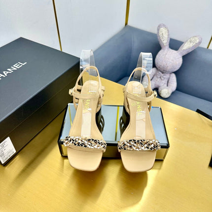 CC HIGH SANDAL 25S IN BEIGE CALFSKIN