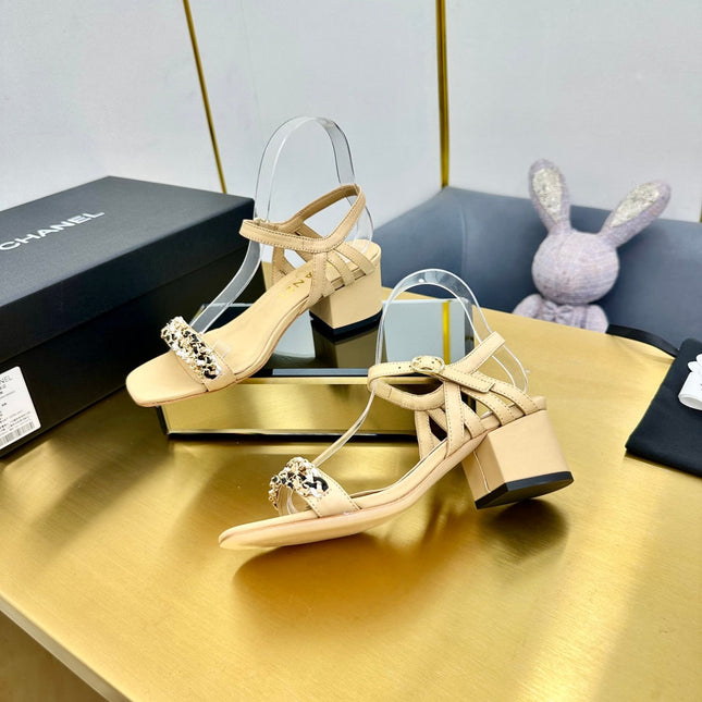 CC HIGH SANDAL 25S IN BEIGE CALFSKIN