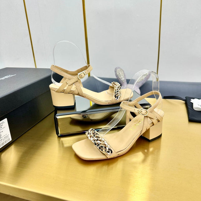 CC HIGH SANDAL 25S IN BEIGE CALFSKIN