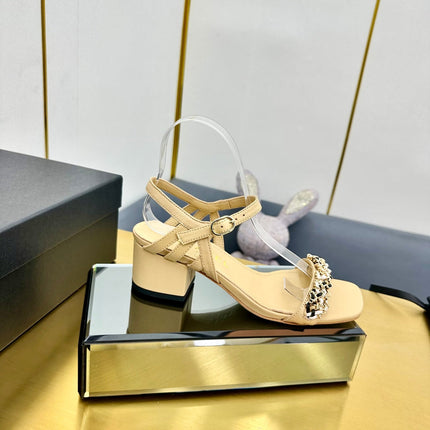 CC HIGH SANDAL 25S IN BEIGE CALFSKIN