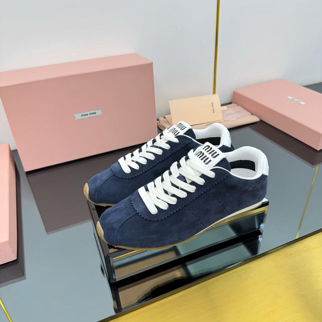 PLUME NAPPA SNEAKERS IN NAVY BLUE SUEDE