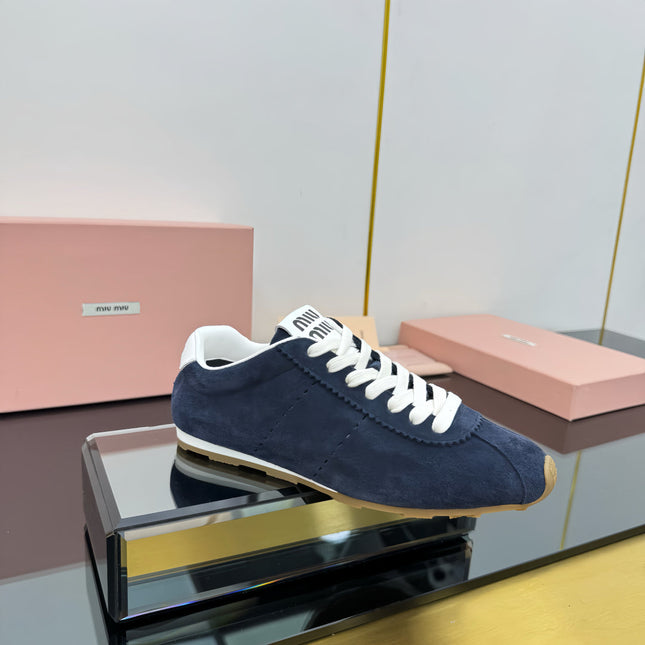 PLUME NAPPA SNEAKERS IN NAVY BLUE SUEDE
