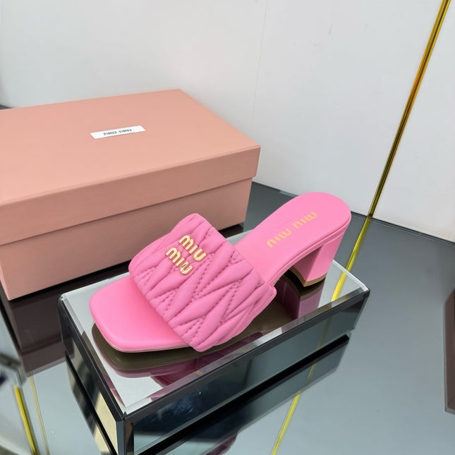 MATELASSÉ SLIDES PUMP IN PINK CALFSKIN