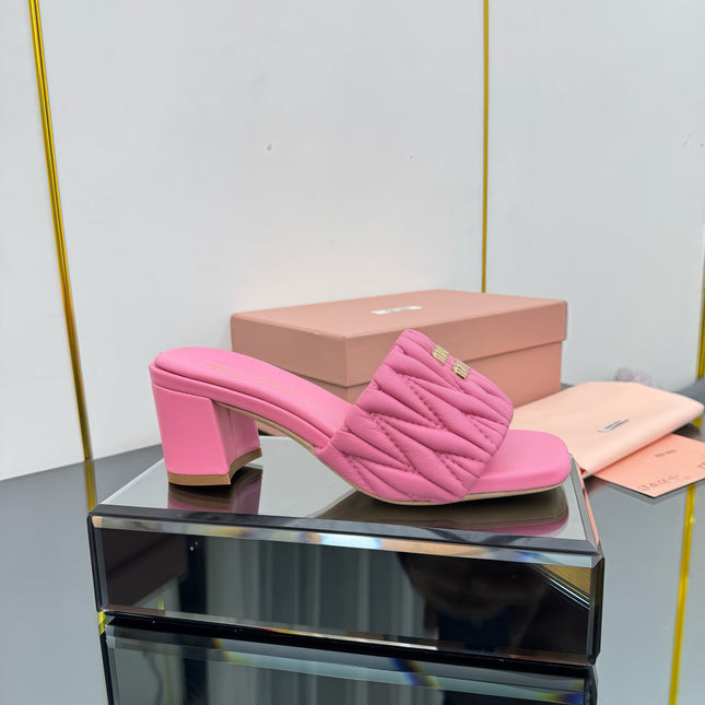 MATELASSÉ SLIDES PUMP IN PINK CALFSKIN