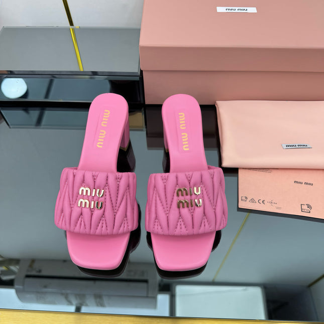 MATELASSÉ SLIDES PUMP IN PINK CALFSKIN