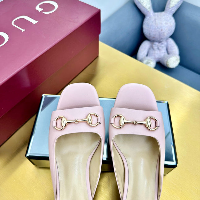 GG HIGH HEELS 65 IN PINK CALFSKIN WITH GOLD HARDWARE