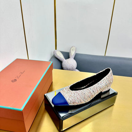 BALLET IN MULTICOLOR TWEED MIX BLUE LAMBSKIN