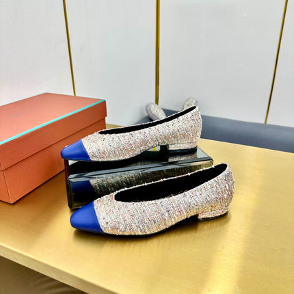 BALLET IN MULTICOLOR TWEED MIX BLUE LAMBSKIN