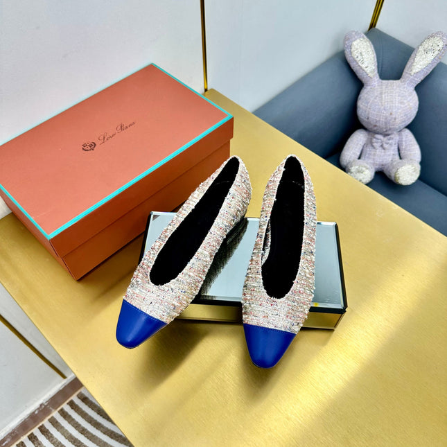 BALLET IN MULTICOLOR TWEED MIX BLUE LAMBSKIN