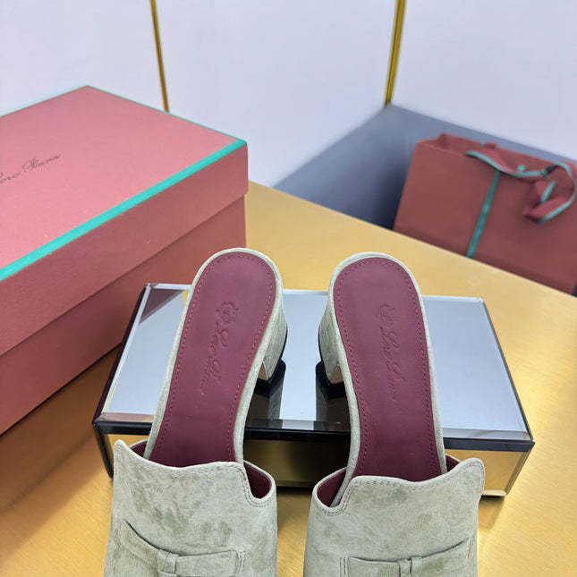 LP BLOCK HEEL SANDALS 25S IN SAGE GREEN SUEDE