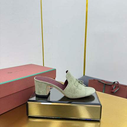 LP BLOCK HEEL SANDALS 25S IN SAGE GREEN SUEDE