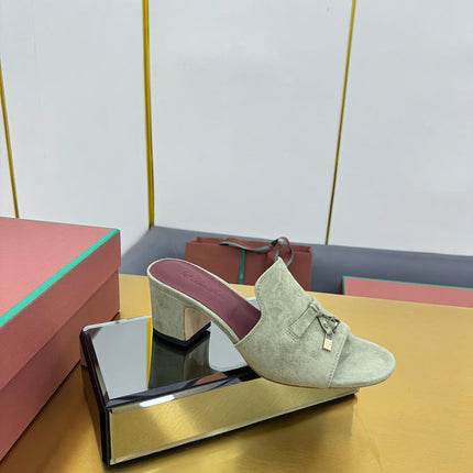 LP BLOCK HEEL SANDALS 25S IN SAGE GREEN SUEDE