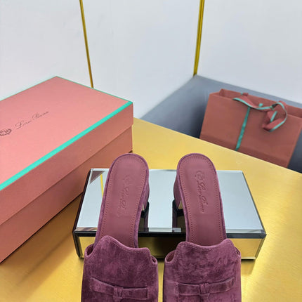 LP BLOCK HEEL SANDALS 25S IN WINE PURPLE SUEDE