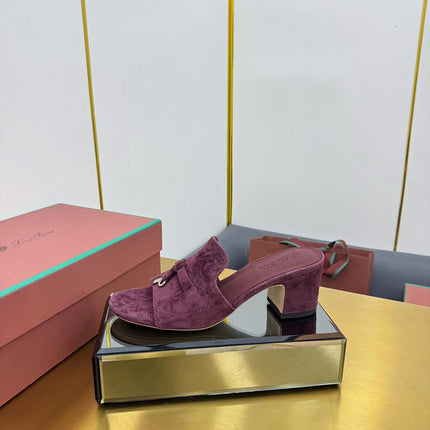 LP BLOCK HEEL SANDALS 25S IN WINE PURPLE SUEDE