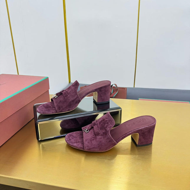 LP BLOCK HEEL SANDALS 25S IN WINE PURPLE SUEDE