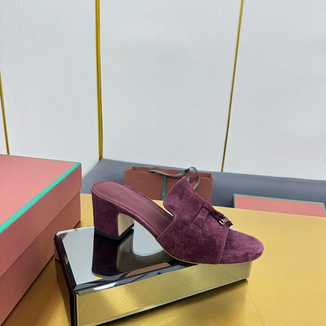 LP BLOCK HEEL SANDALS 25S IN WINE PURPLE SUEDE