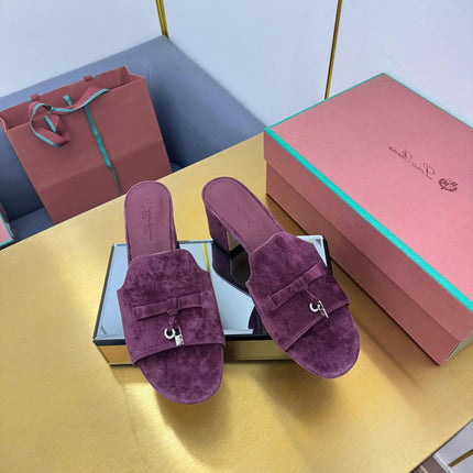 LP BLOCK HEEL SANDALS 25S IN WINE PURPLE SUEDE