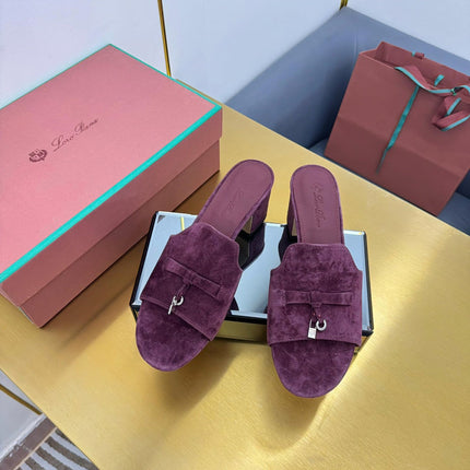 LP BLOCK HEEL SANDALS 25S IN WINE PURPLE SUEDE