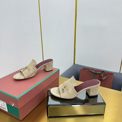 LP BLOCK HEEL SANDALS 25S IN BEIGE SUEDE