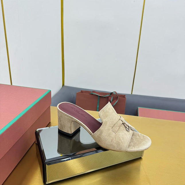 LP BLOCK HEEL SANDALS 25S IN BEIGE SUEDE