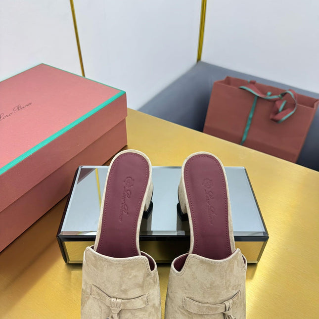 LP BLOCK HEEL SANDALS 25S IN BEIGE SUEDE