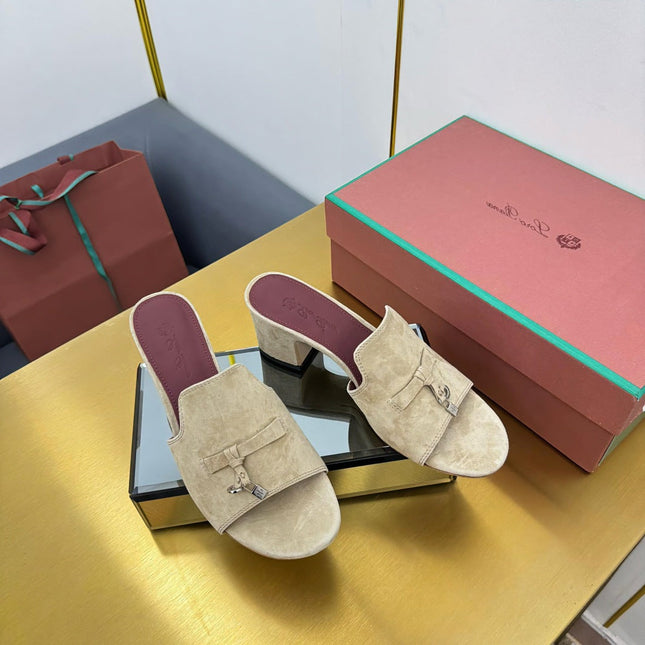 LP BLOCK HEEL SANDALS 25S IN BEIGE SUEDE