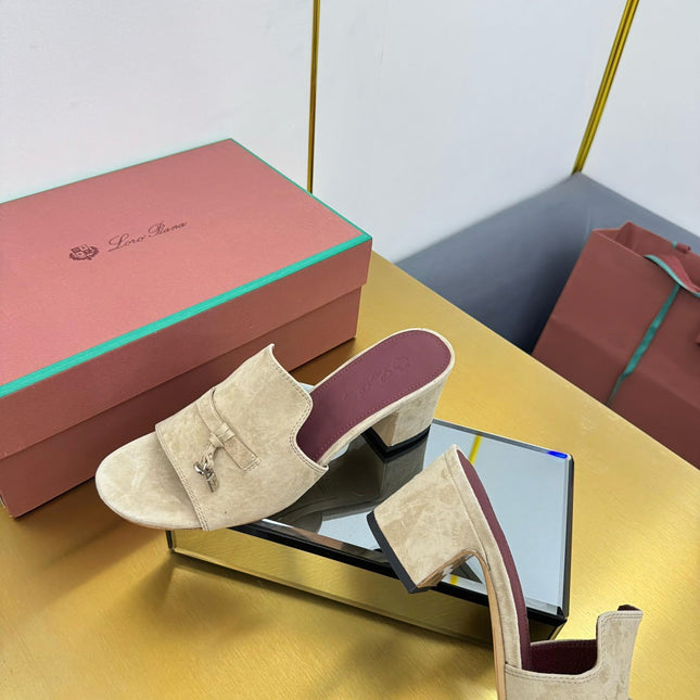 LP BLOCK HEEL SANDALS 25S IN BEIGE SUEDE