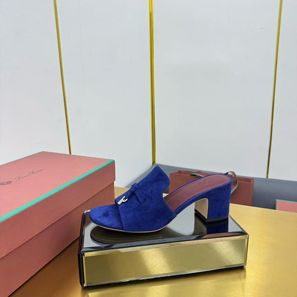 LP BLOCK HEEL SANDALS 25S IN NAVY BLUE SUEDE