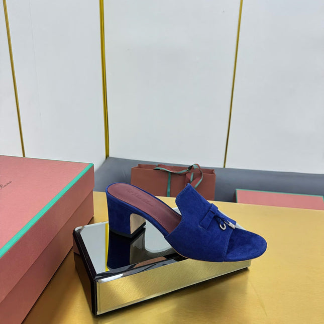 LP BLOCK HEEL SANDALS 25S IN NAVY BLUE SUEDE