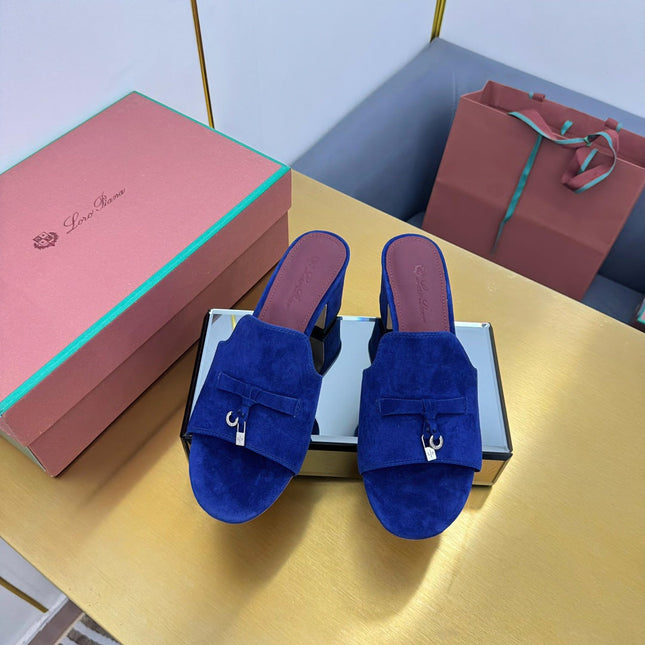 LP BLOCK HEEL SANDALS 25S IN NAVY BLUE SUEDE