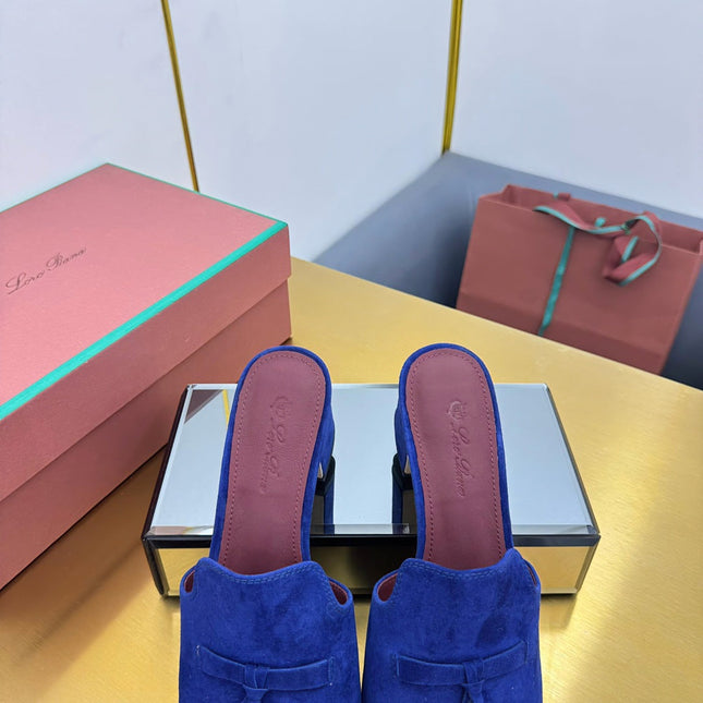 LP BLOCK HEEL SANDALS 25S IN NAVY BLUE SUEDE