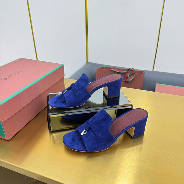 LP BLOCK HEEL SANDALS 25S IN NAVY BLUE SUEDE