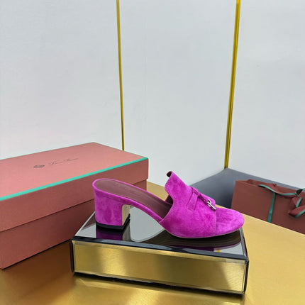 LP BLOCK HEEL SANDALS 25S IN DARK PURPLE SUEDE