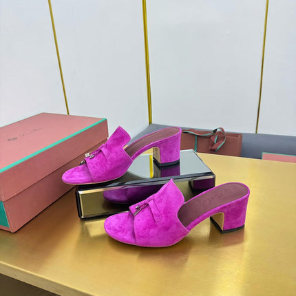 LP BLOCK HEEL SANDALS 25S IN DARK PURPLE SUEDE