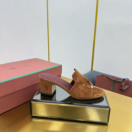 LP BLOCK HEEL SANDALS 25S IN BROWN SUEDE