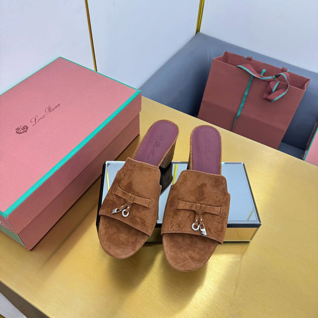 LP BLOCK HEEL SANDALS 25S IN BROWN SUEDE