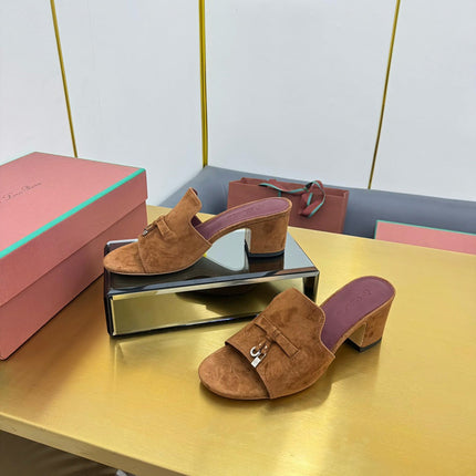 LP BLOCK HEEL SANDALS 25S IN BROWN SUEDE