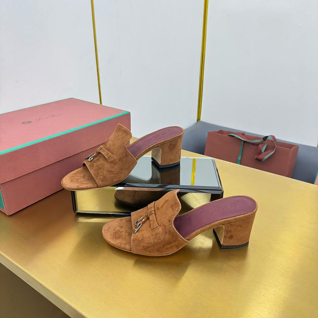 LP BLOCK HEEL SANDALS 25S IN BROWN SUEDE