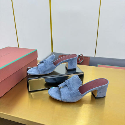 LP BLOCK HEEL SANDALS 25S IN DARK BLUE SUEDE