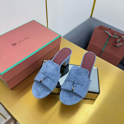 LP BLOCK HEEL SANDALS 25S IN DARK BLUE SUEDE