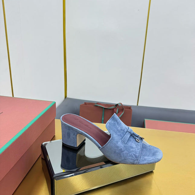 LP BLOCK HEEL SANDALS 25S IN DARK BLUE SUEDE