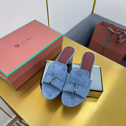 LP BLOCK HEEL SANDALS 25S IN DARK BLUE SUEDE