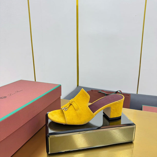 LP BLOCK HEEL SANDALS 25S IN DARK YELLOW SUEDE