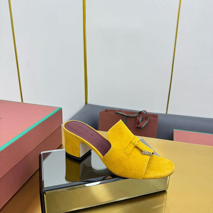 LP BLOCK HEEL SANDALS 25S IN DARK YELLOW SUEDE