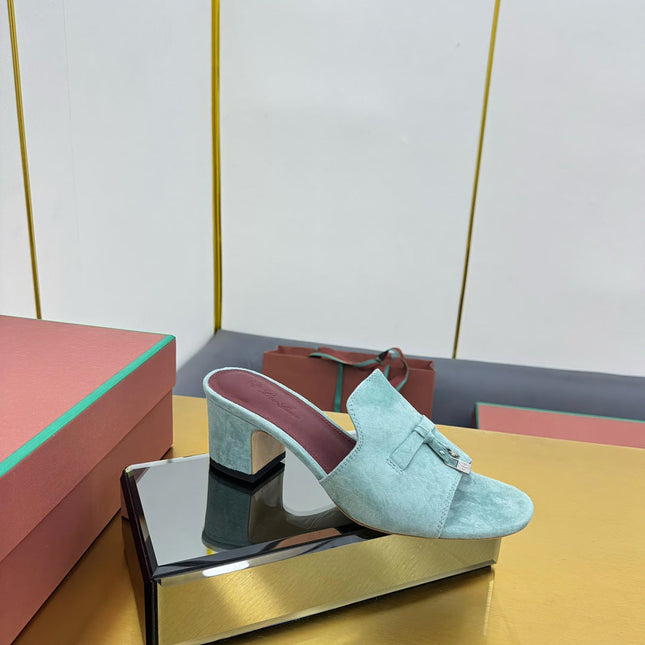 LP BLOCK HEEL SANDALS 25S IN POWDER BLUE SUEDE