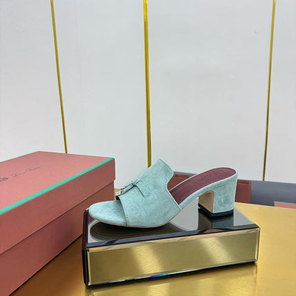 LP BLOCK HEEL SANDALS 25S IN POWDER BLUE SUEDE