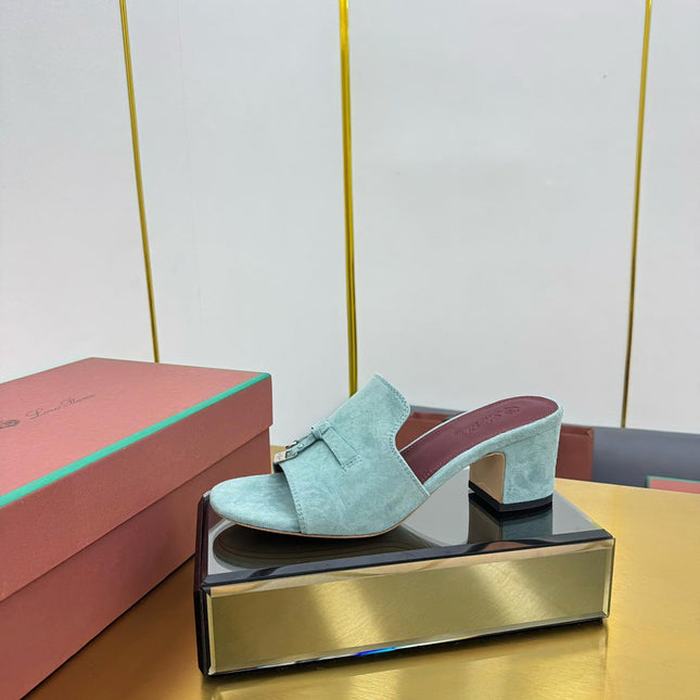 LP BLOCK HEEL SANDALS 25S IN POWDER BLUE SUEDE