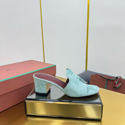 LP BLOCK HEEL SANDALS 25S IN POWDER BLUE SUEDE