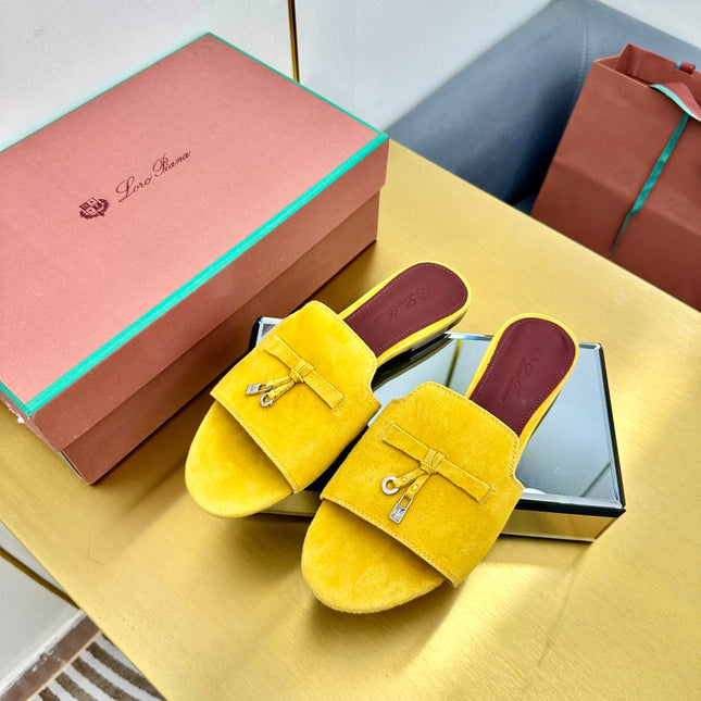 LP SANDALS 25S IN DARK YELLOW SUEDE WITH SILVER HARDWARE