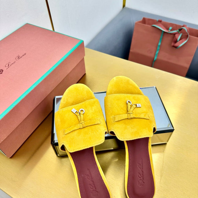 LP SANDALS 25S IN DARK YELLOW SUEDE WITH SILVER HARDWARE